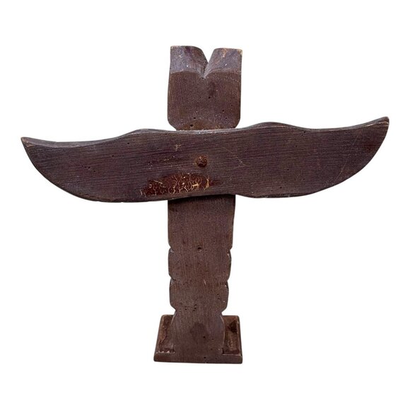 Carved Alaska Signed MM Coast Native Tribal Totem Pole Sculpture Handmade Art - Picture 3 of 8